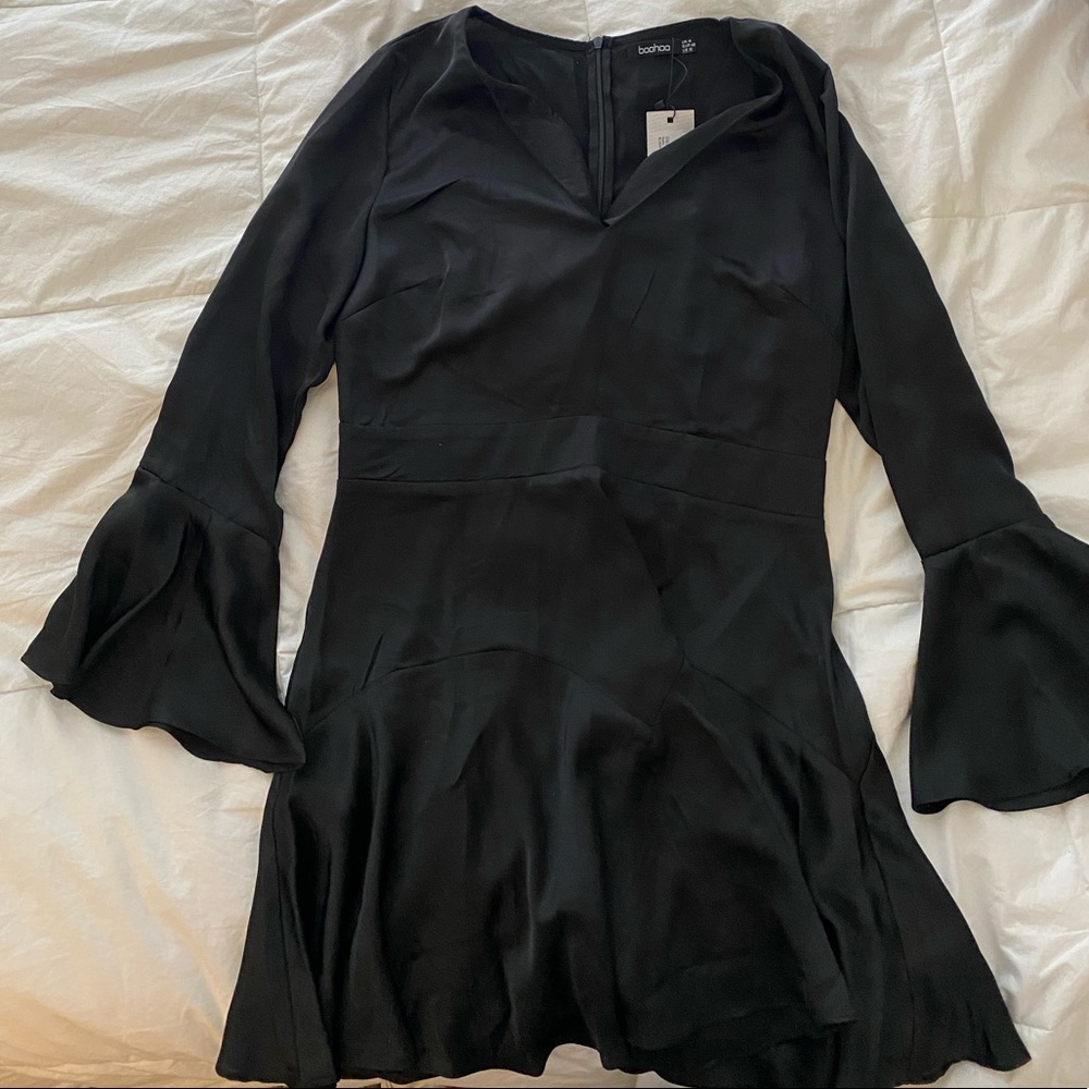 BOOHOO Black Silk Dress Size 10